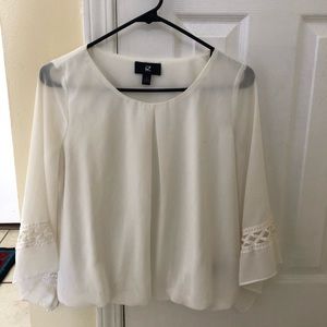 white sheer sleeve blouse
